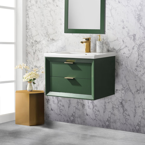 Everly Quinn Draven 24'' Wall Mounted Single Bathroom Vanity with